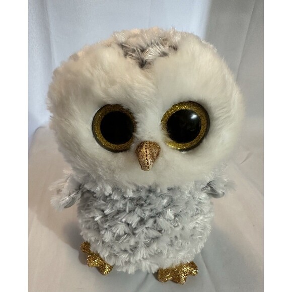 2017 TY Beanie Boos Owlette The Owl Grey And White 9" Glitter Eyes - Picture 2 of 3